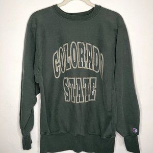 VTG Champion Large Reverse Weave Green Colorado State Rams Crewneck Sweatshirt